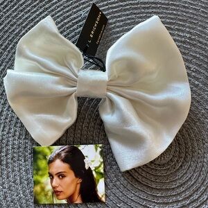 L Erickson France Luxe White Hair Bow Barrette